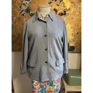 Vintage Clifford & Wills 100% Silk Long Jacket Light Blue Gray Size 12